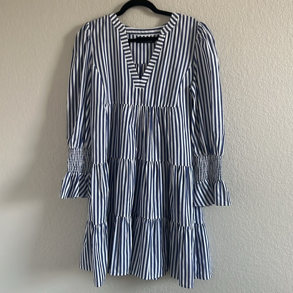 Tuckernuck Blue and White Striped Tiered Mini Dress - Picture 13 of 16